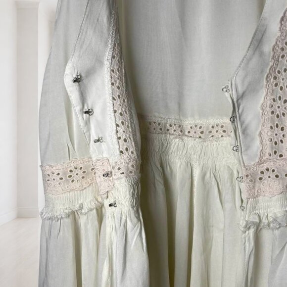 Intimately Free People Eyelet Boho Tunic Top | Medium | Raw Hem Cotton Trim - Picture 8 of 13